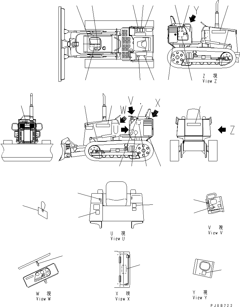 Схема запчастей Komatsu D20P-7A-M - МАРКИРОВКА (ЯПОН.)(ДЛЯ КАБИНА ROPS)(№8-) МАРКИРОВКА