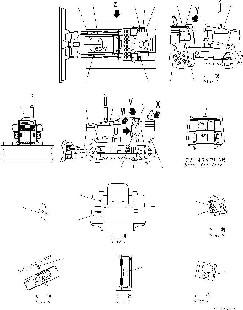 Схема запчастей Komatsu D20P-7A-M - МАРКИРОВКА (ЯПОН.)(ДЛЯ СТАЛЬНАЯ КАБИНА)(№8-) МАРКИРОВКА