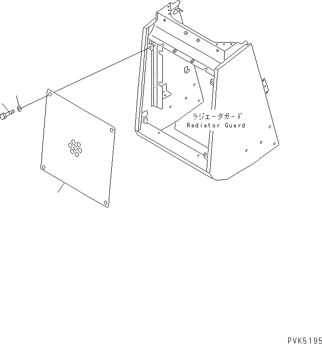 Схема запчастей Komatsu D20PL-7 - ЗАСЛОНКА РАДИАТОРА (УСИЛЕНН.) ЧАСТИ КОРПУСА