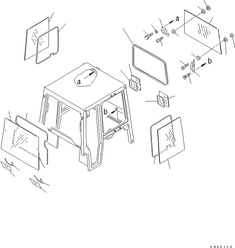 Схема запчастей Komatsu D20PL-7-M - СТАЛЬНАЯ КАБИНА (ОКОНН. СТЕКЛА) КАБИНА ОПЕРАТОРА И СИСТЕМА УПРАВЛЕНИЯ
