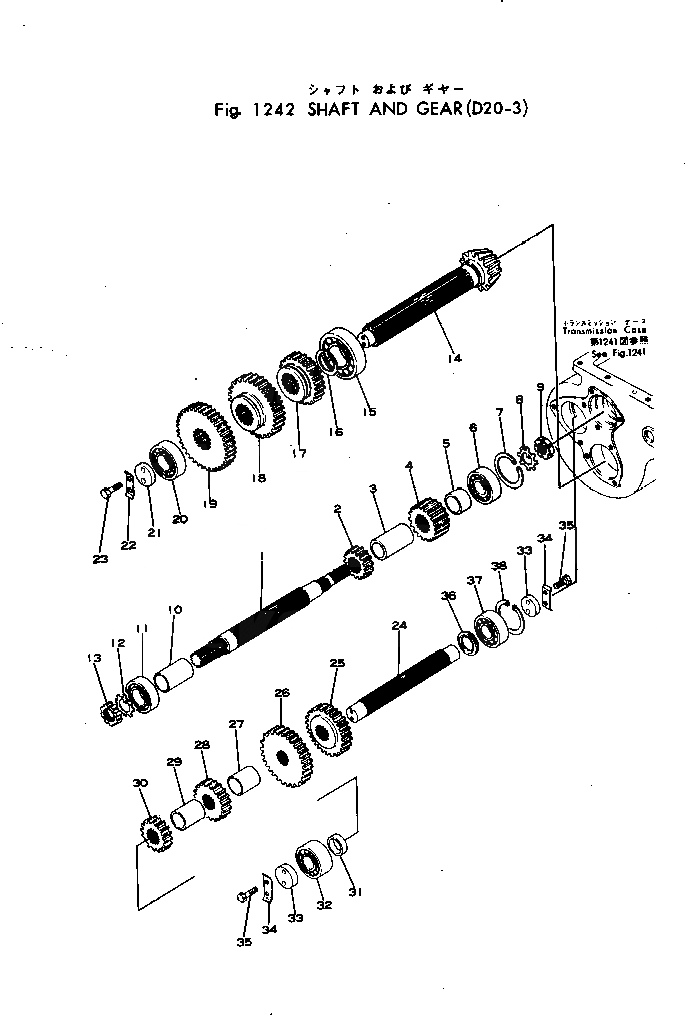 Схема запчастей Komatsu D20PL-3 - ВАЛ И ПРИВОД ОСНОВН. МУФТА¤ ДЕМПФЕР И ТРАНСМИССИЯ