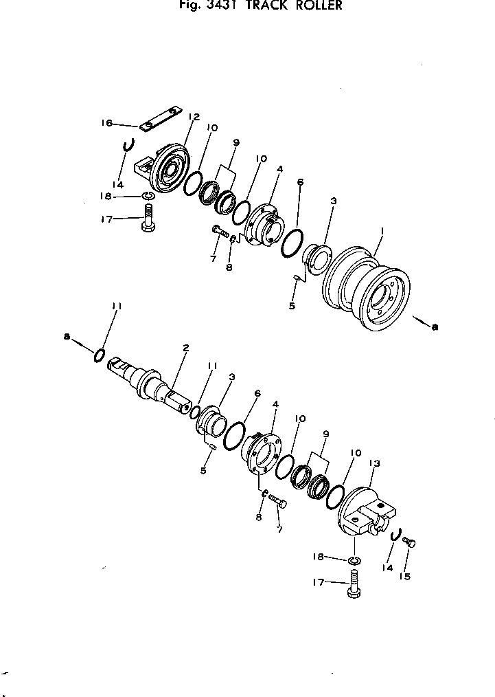 Схема запчастей Komatsu D20PL-5 - ОПОРНЫЙ КАТОК ГУСЕНИЦЫ