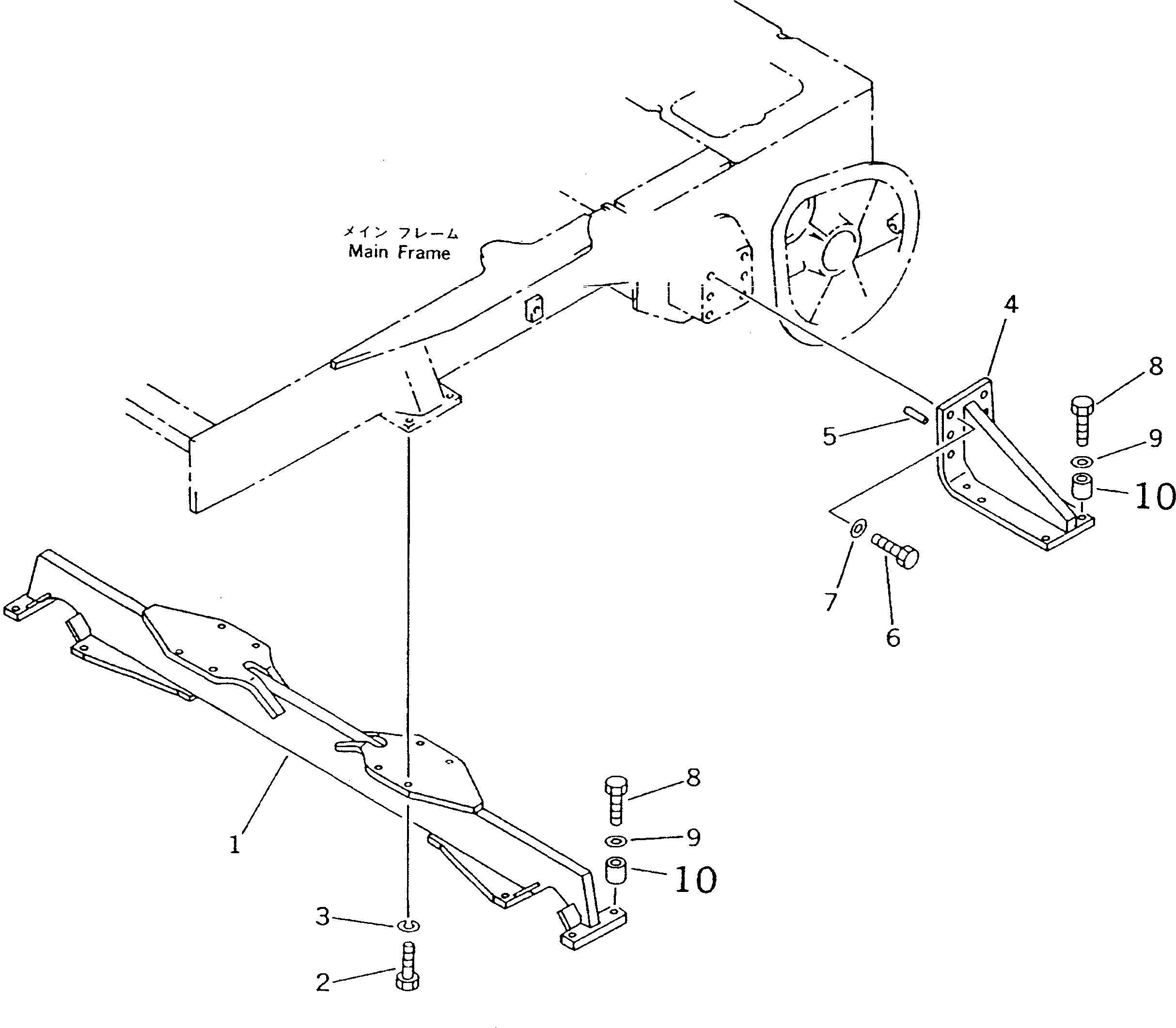 Схема запчастей Komatsu D20PL-7 - CROSS BAR (ДЛЯ SHIPS HOLD СПЕЦ-Я.) ЧАСТИ КОРПУСА