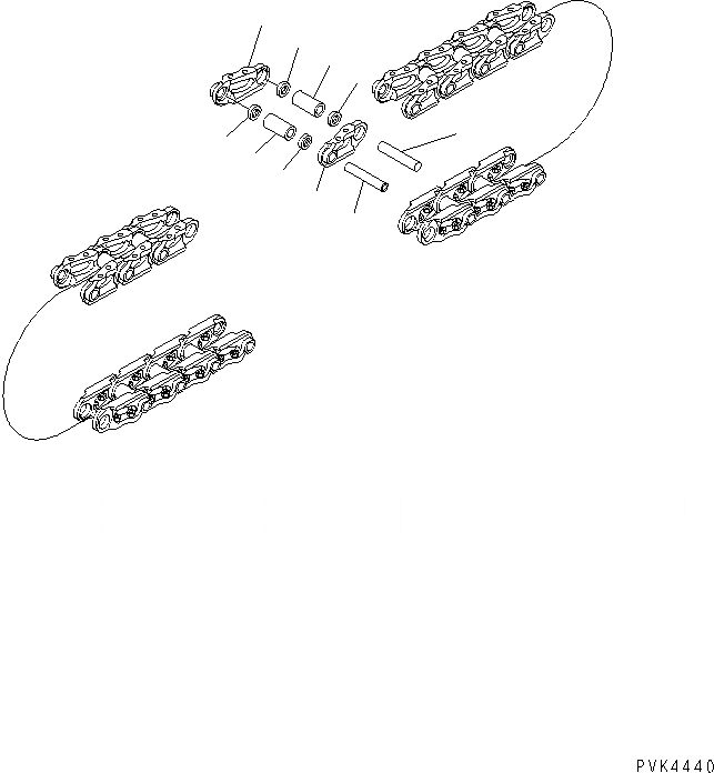 Схема запчастей Komatsu D20PL-8 - ГУСЕН. ЦЕПЬ (7 SET) (СО СЦЕПНЫМ ПАЛЬЦЕМ) (ПОСТАВЛЯЕТСЯ ОТДЕЛЬНО) ОСНОВН. КОМПОНЕНТЫ И РЕМКОМПЛЕКТЫ