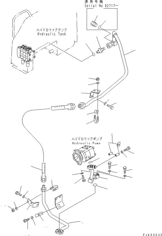 Схема запчастей Komatsu D20PLL-7 - ГИДРОЛИНИЯ (ПОДАЮЩ. ТРУБЫ И КРЫШКА) (ДЛЯ -КЛАПАН) ГИДРАВЛИКА