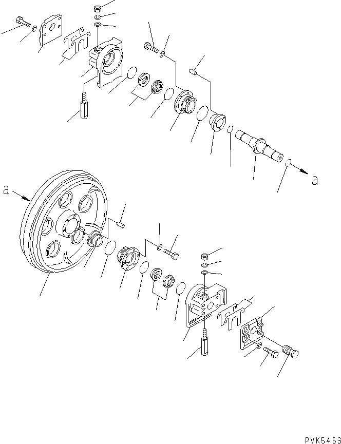 Схема запчастей Komatsu D20Q-7-M - ПЕРЕДН. ЛЕНИВЕЦ (ЛЕВ.)(№-) ХОДОВАЯ