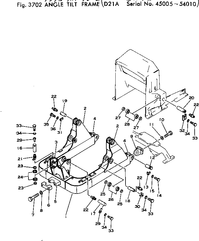 Схема запчастей Komatsu D21A-5 - ANGLE НАКЛОН. РАМА(№-) РАБОЧЕЕ ОБОРУДОВАНИЕ