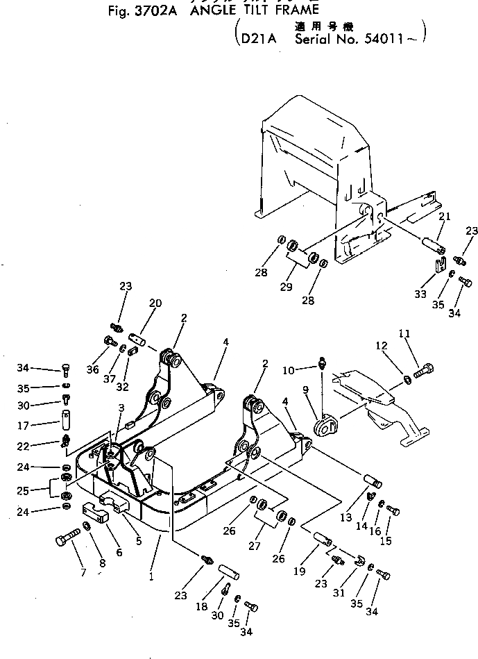 Схема запчастей Komatsu D21A-5 - ANGLE НАКЛОН. РАМА(№-) РАБОЧЕЕ ОБОРУДОВАНИЕ