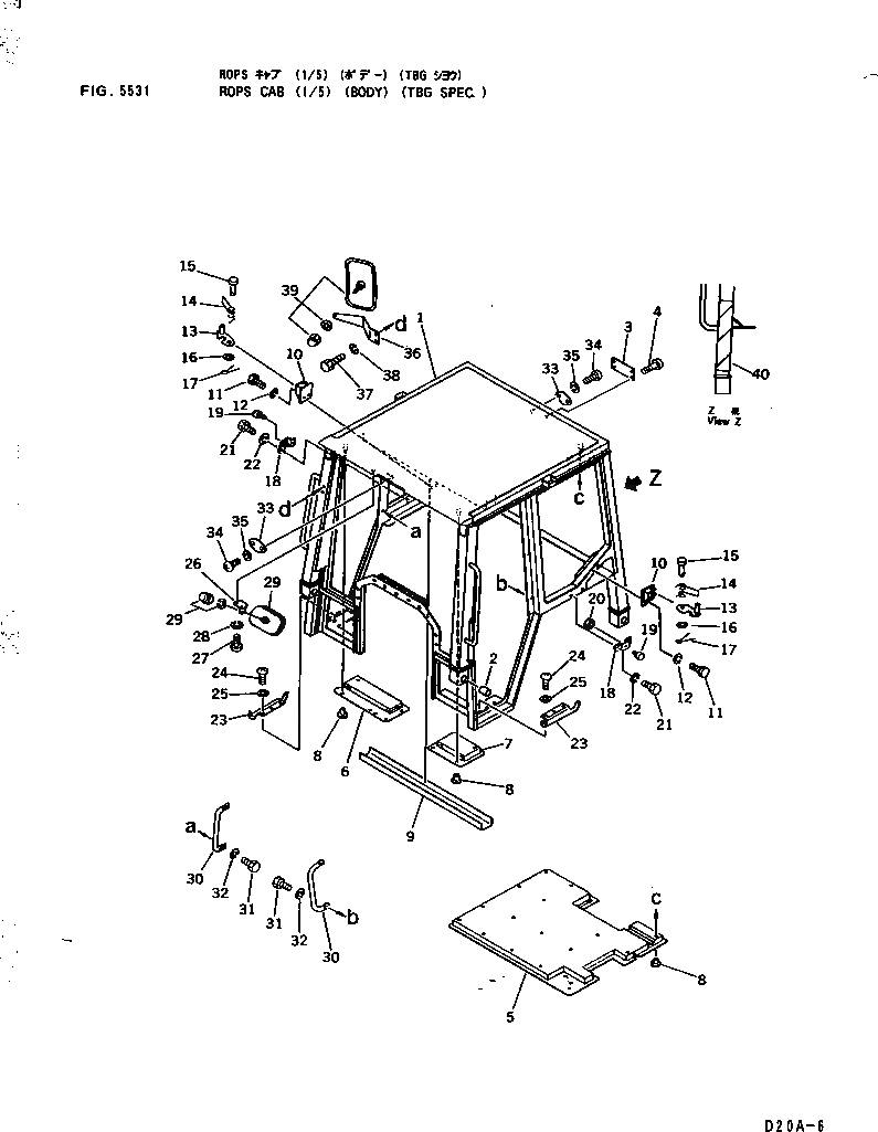 Схема запчастей Komatsu D21A-6 - КАБИНА ROPS (/) (КУЗОВ) (СПЕЦ-Я TBG) ЧАСТИ КОРПУСА