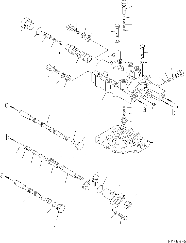 Схема запчастей Komatsu D21A-7 - ТРАНСМИССИЯ (F-R) (SHIFT КЛАПАН) СИЛОВАЯ ПЕРЕДАЧА И КОНЕЧНАЯ ПЕРЕДАЧА