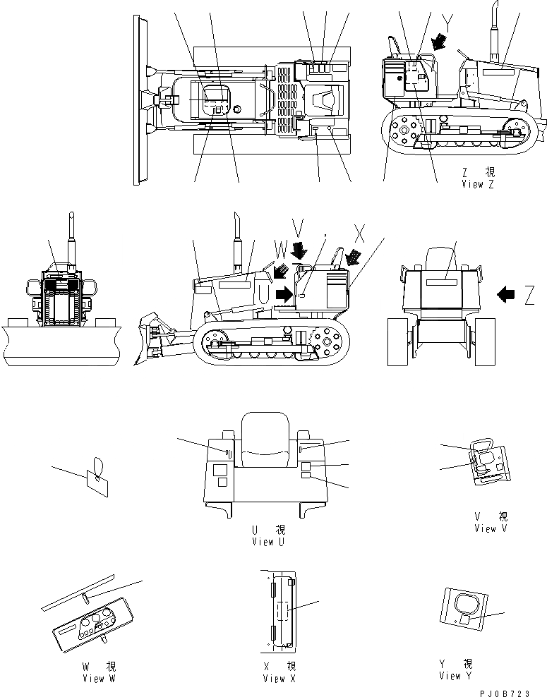 Схема запчастей Komatsu D21A-7 - МАРКИРОВКА (АНГЛ.) (ДЛЯ КАБИНА ROPS)(№8-) МАРКИРОВКА