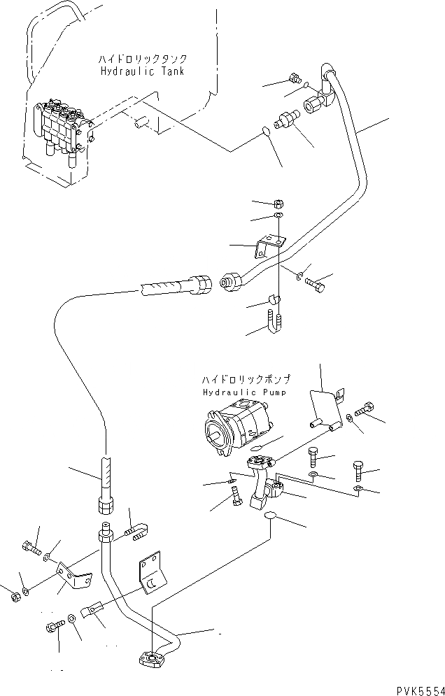 Схема запчастей Komatsu D21A-7-M - ГИДРОЛИНИЯ (ПОДАЮЩ. ТРУБЫ И SAFTY COVER) (ДЛЯ -КЛАПАН)(№899-) ГИДРАВЛИКА