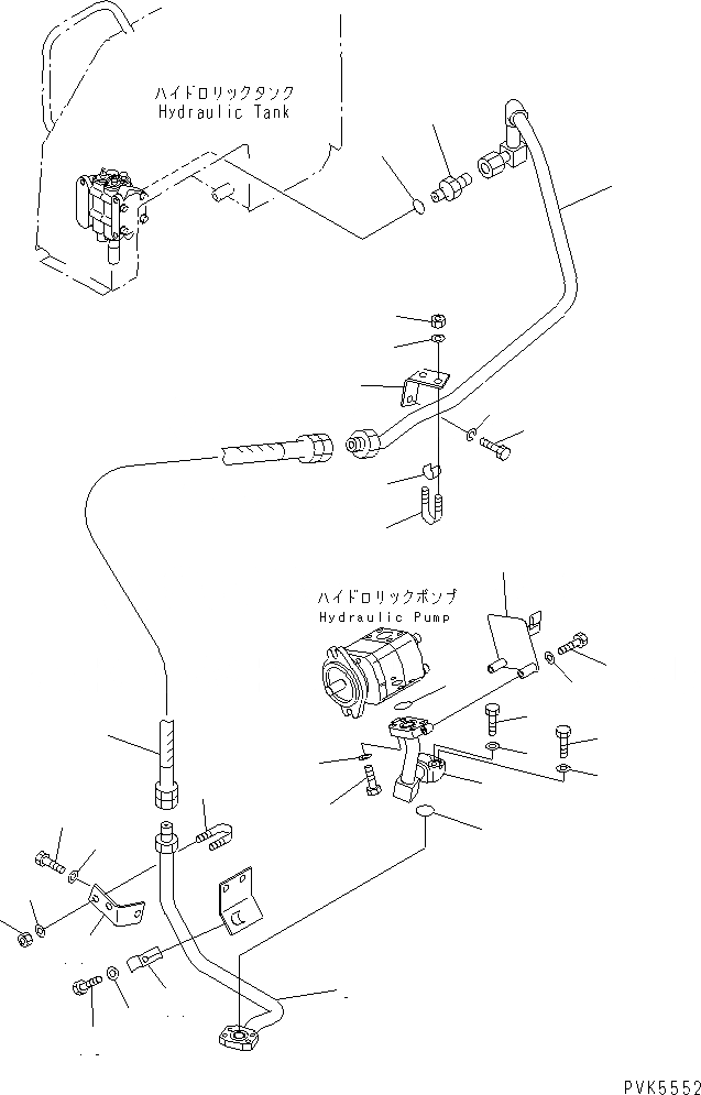 Схема запчастей Komatsu D21A-7T - ГИДРОЛИНИЯ (ПОДАЮЩ. ТРУБЫ И КРЫШКА) (ДЛЯ -КЛАПАН) ГИДРАВЛИКА