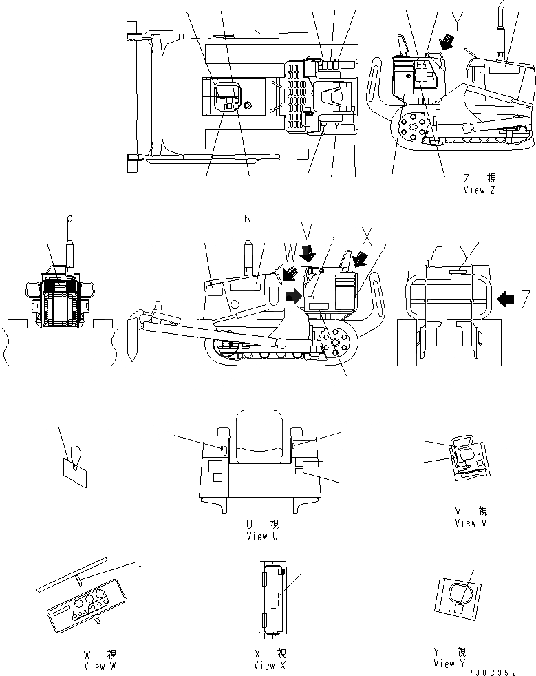 Схема запчастей Komatsu D21A-7T - МАРКИРОВКА (США)(№8-) МАРКИРОВКА