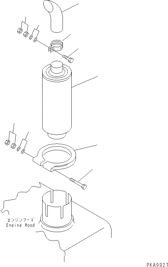 Схема запчастей Komatsu D21A-7T-M - ВЫХЛОПНАЯ ТРУБА SPARK ARRESTER КОМПОНЕНТЫ ДВИГАТЕЛЯ