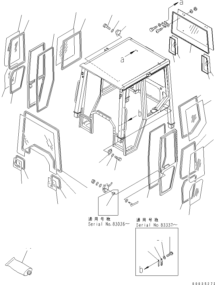Схема запчастей Komatsu D21A-8 - КАБИНА ROPS (ОКОНН. СТЕКЛА) КАБИНА ОПЕРАТОРА И СИСТЕМА УПРАВЛЕНИЯ