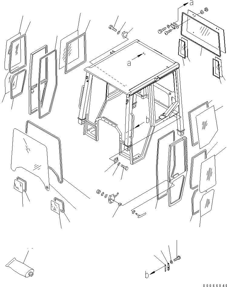 Схема запчастей Komatsu D21A-8E0 - КАБИНА ROPS (ОКОНН. СТЕКЛА)(№9-) КАБИНА ОПЕРАТОРА И СИСТЕМА УПРАВЛЕНИЯ