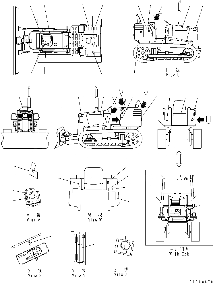 Схема запчастей Komatsu D21A-8E0 - МАРКИРОВКА (АНГЛ.)(№99-) МАРКИРОВКА