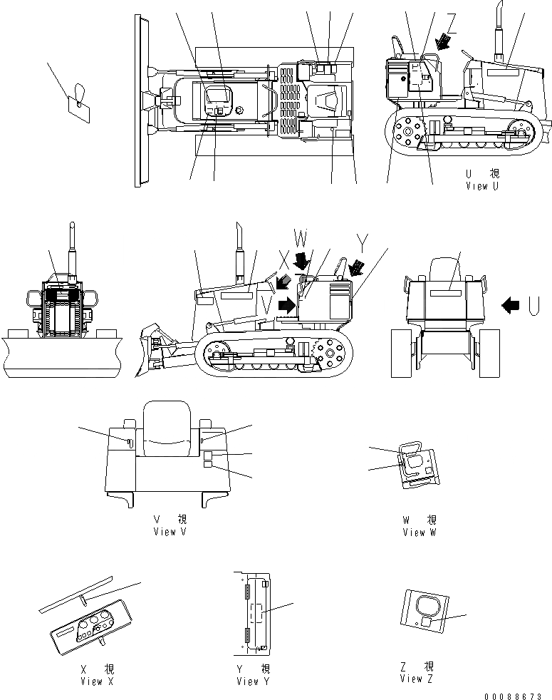 Схема запчастей Komatsu D21A-8E0 - МАРКИРОВКА (АНГЛ.) (U.S.A. И PUERTO RICO)(№9-98) МАРКИРОВКА