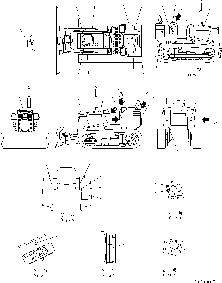 Схема запчастей Komatsu D21A-8E0 - МАРКИРОВКА (АНГЛ.) (U.S.A. И PUERTO RICO)(№99-) МАРКИРОВКА