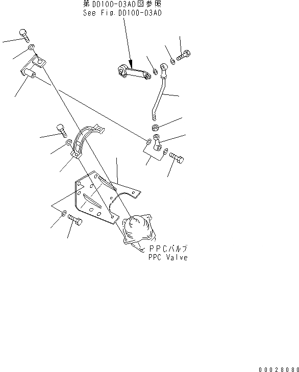 Схема запчастей Komatsu D21A-8T - P.P.C. КЛАПАН КРЕПЛЕНИЕ ТОПЛИВН. БАК. AND КОМПОНЕНТЫ