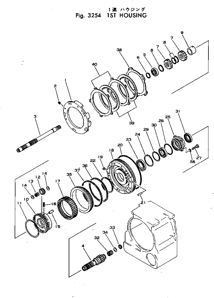 Схема запчастей Komatsu D21P-5 - 1 КОЖУХ ДЕМПФЕР И ТРАНСМИССИЯ