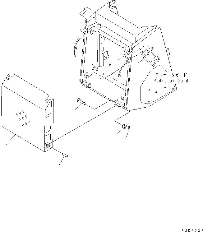 Схема запчастей Komatsu D21P-7T-M - ЗАСЛОНКА РАДИАТОРА ЧАСТИ КОРПУСА