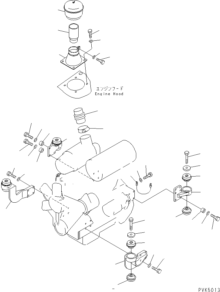 Схема запчастей Komatsu D21P-7T - КРЕПЛЕНИЕ ДВИГАТЕЛЯ (С ПРЕФИЛЬТР) КОМПОНЕНТЫ ДВИГАТЕЛЯ