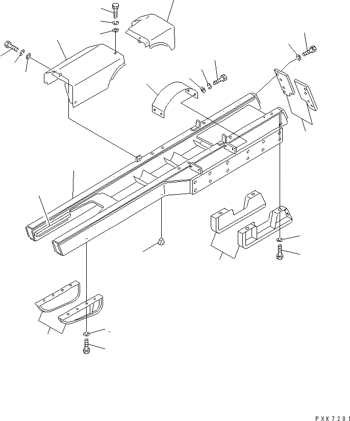 Схема запчастей Komatsu D21P-7T - ГУСЕНИЧНАЯ РАМА ГУСЕНИЦЫ