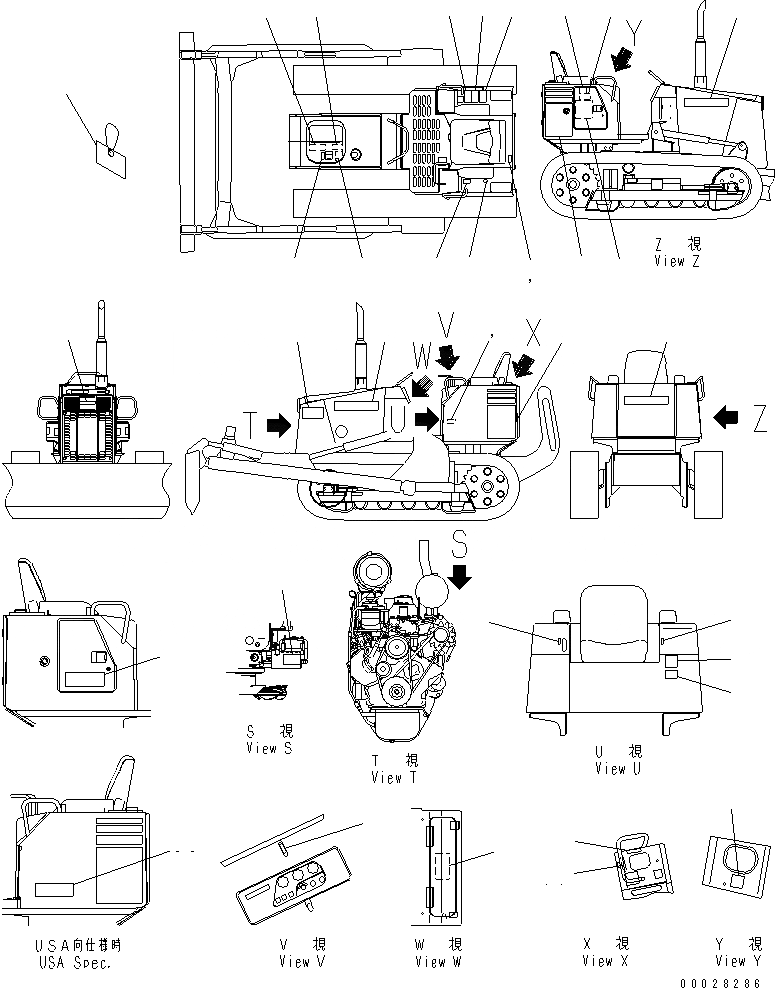 Схема запчастей Komatsu D21P-8T - МАРКИРОВКА (США) (ДЛЯ TОБОД КОЛЕСАMING DOZER) МАРКИРОВКА