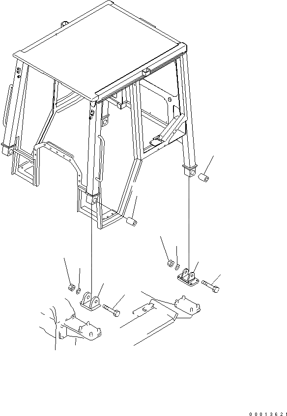 Схема запчастей Komatsu D21PL-8 - КАБИНА ROPS (КРЕПЛЕНИЕ ПОДУШКИ) КАБИНА ОПЕРАТОРА И СИСТЕМА УПРАВЛЕНИЯ
