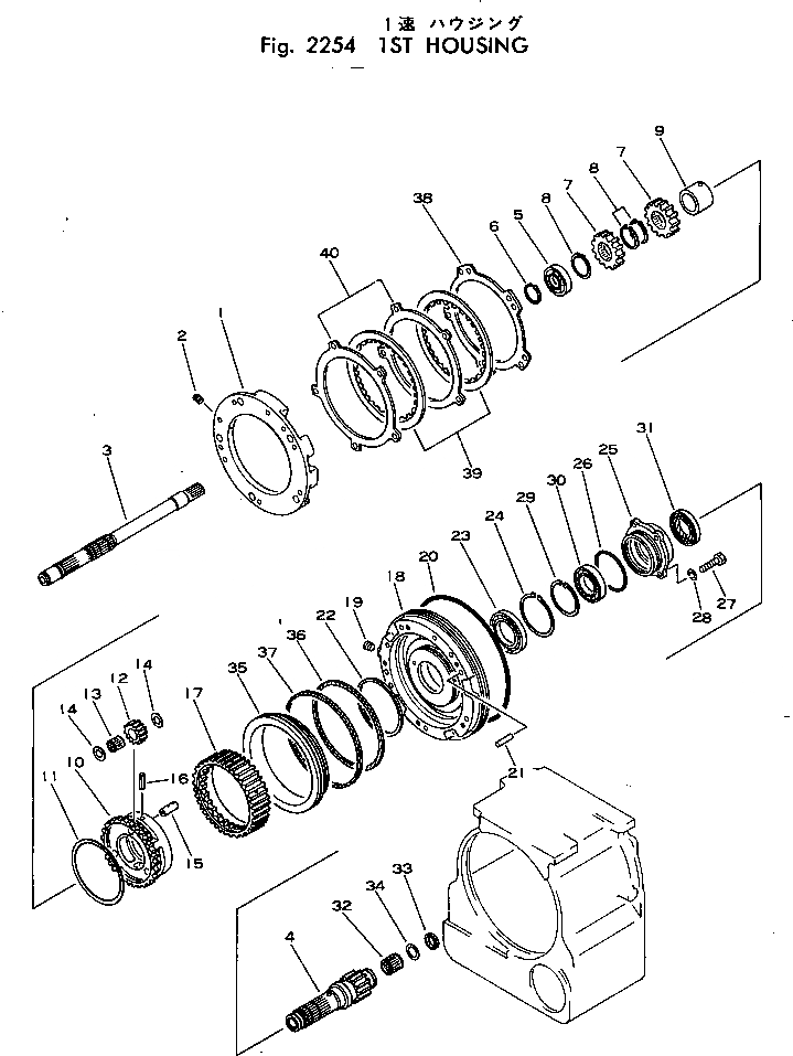 Схема запчастей Komatsu D21Q-5 - 1 КОЖУХ ДЕМПФЕР И ТРАНСМИССИЯ
