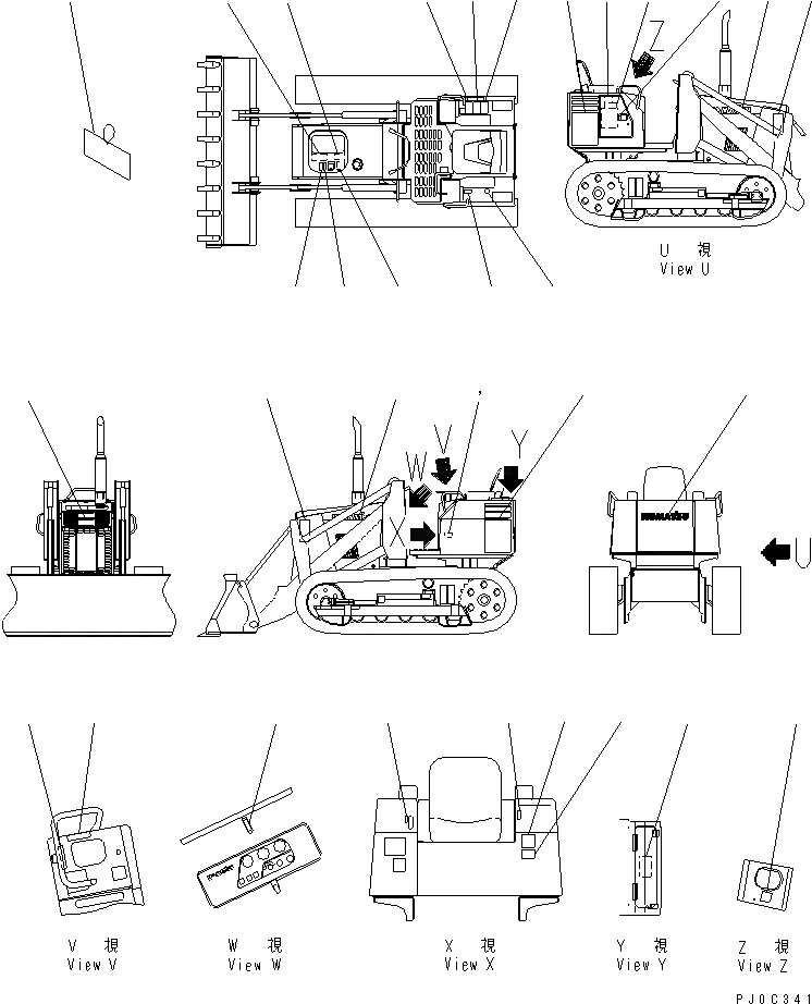 Схема запчастей Komatsu D21S-7 - МАРКИРОВКА (АНГЛ.) (ДЛЯ КАБИНА ROPS)(№-) МАРКИРОВКА