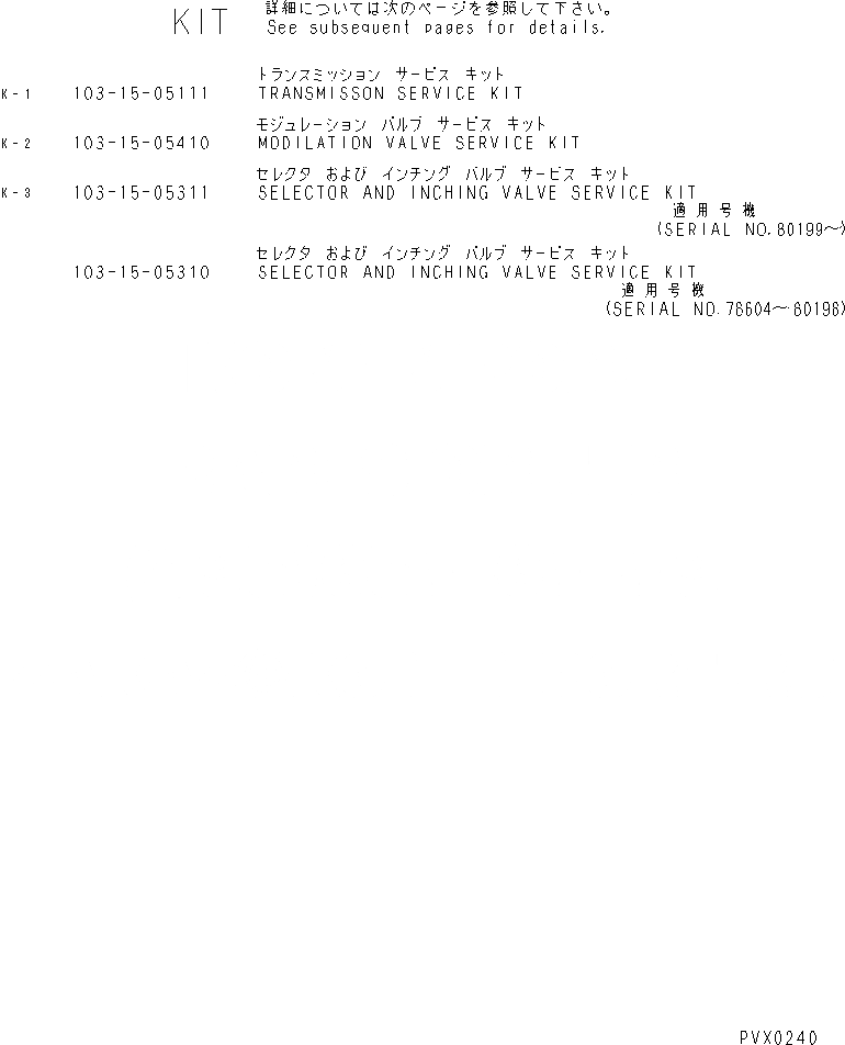 Схема запчастей Komatsu D21S-7 - РЕМ. КОМПЛЕКТЫ (F-R) ОСНОВН. КОМПОНЕНТЫ И РЕМКОМПЛЕКТЫ