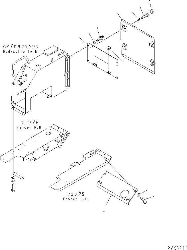 Схема запчастей Komatsu D21S-7-M - ЗАДН. CPVER ЧАСТИ КОРПУСА