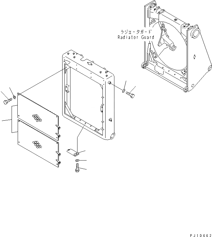 Схема запчастей Komatsu D275A-2 - ЗАСЛОНКА РАДИАТОРА (МОРОЗОУСТОЙЧИВ. СПЕЦ-Я) ЧАСТИ КОРПУСА