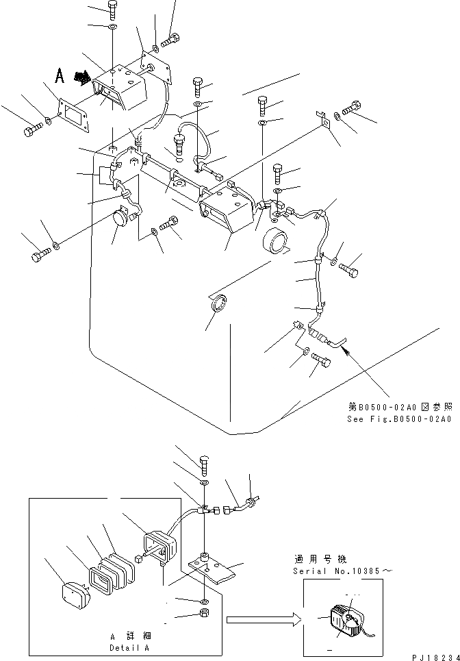 Схема запчастей Komatsu D275A-2 - ГОЛОВНОЕ ОСВЕЩЕНИЕ И ЭЛЕКТРОПРОВОДКА ЧАСТИ КОРПУСА