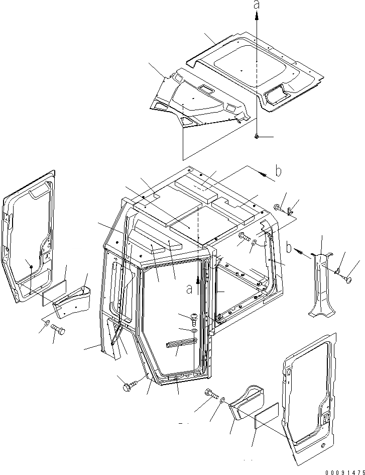 Схема запчастей Komatsu D275A-5D - КАБИНА (ОБЛИЦОВКА ПОТОЛКА) (БЕЗ РАДИО)(№8-) КАБИНА ОПЕРАТОРА И СИСТЕМА УПРАВЛЕНИЯ