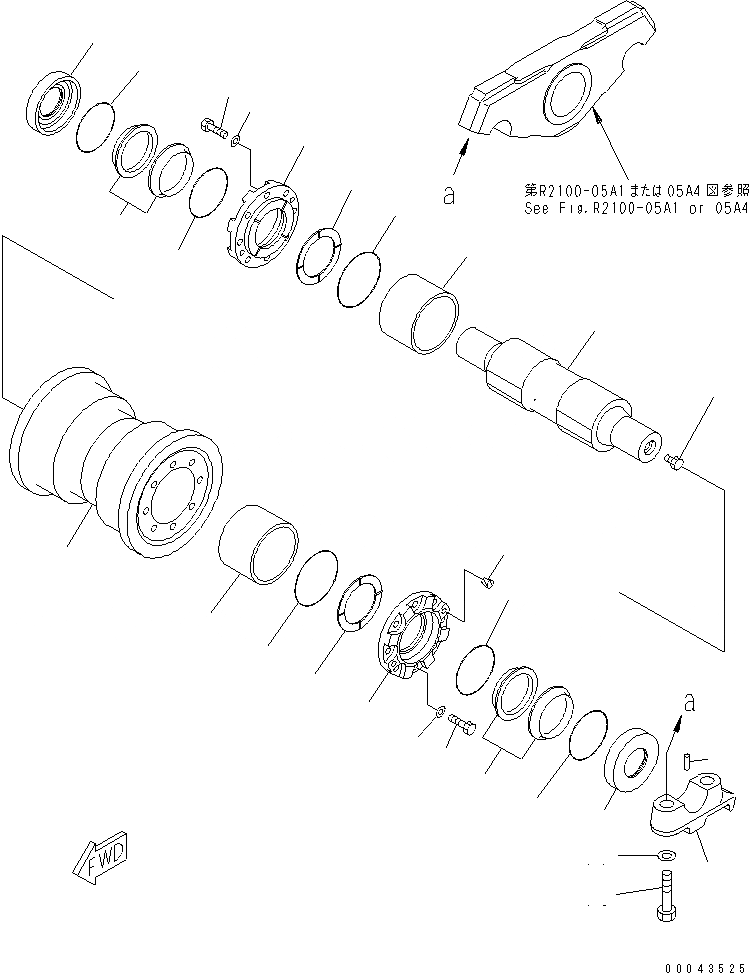 Схема запчастей Komatsu D275A-5D - ГУСЕНИЧНАЯ РАМА (ОПОРНЫЙ КАТОК) (4) (ОДИНОЧН.) (ЛЕВ.) (МОРОЗОУСТОЙЧИВ. СПЕЦ-Я)(№-) ХОДОВАЯ