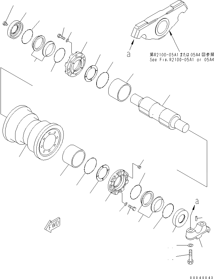 Схема запчастей Komatsu D275A-5D - ГУСЕНИЧНАЯ РАМА (ОПОРНЫЙ КАТОК) (4) (ОДИНОЧН.) (ПРАВ.) (МОРОЗОУСТОЙЧИВ. СПЕЦ-Я)(№-) ХОДОВАЯ