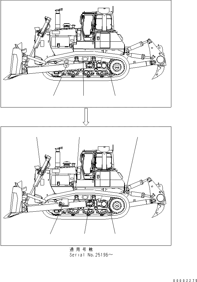 Схема запчастей Komatsu D275A-5D - МАРКИРОВКА (ОБСЛУЖ-Е) МАРКИРОВКА