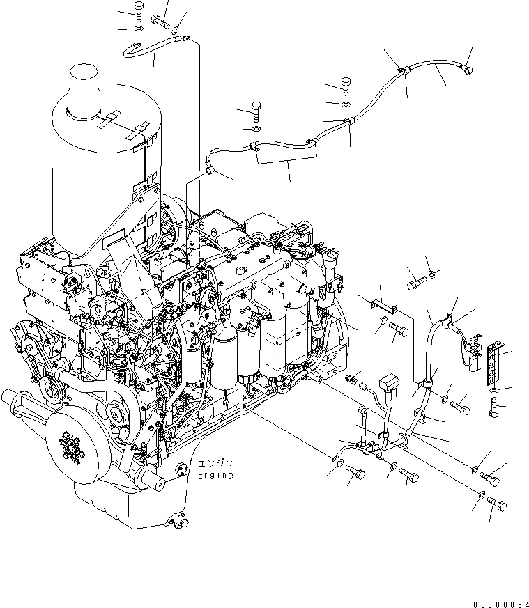 Схема запчастей Komatsu D275A-5R - ЭЛЕКТРОПРОВОДКА (ДВИГАТЕЛЬ)(№-) КОМПОНЕНТЫ ДВИГАТЕЛЯ