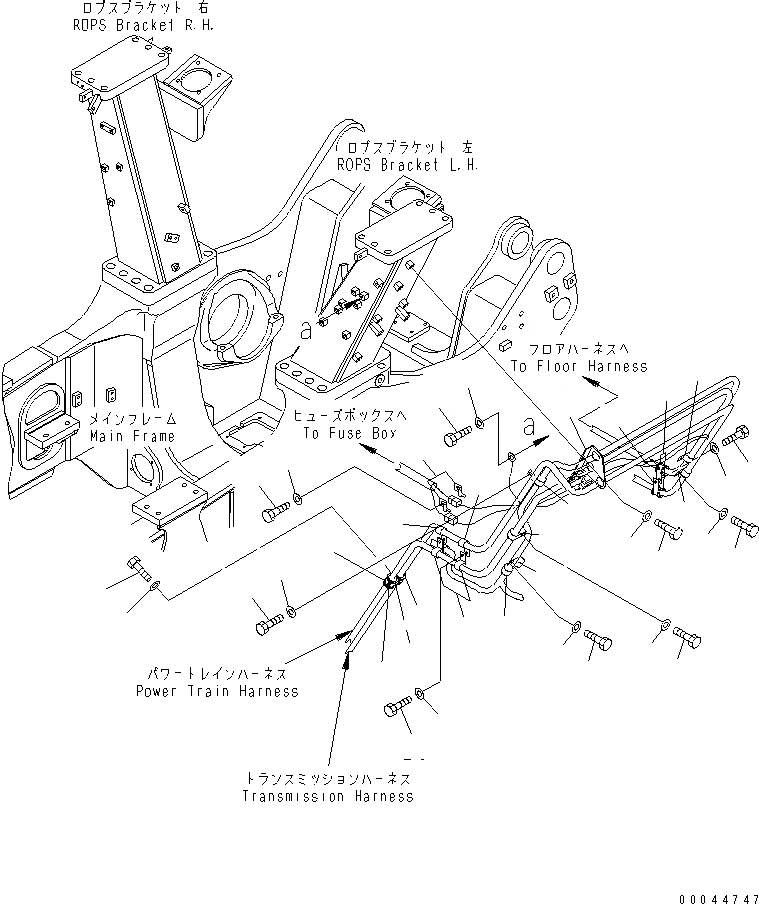 Схема запчастей Komatsu D275A-5R - ЭЛЕКТРОПРОВОДКА (КРЕПЛЕНИЕ) (R.O.P.S.) (ЛЕВ.)(№-) ЭЛЕКТРИКА