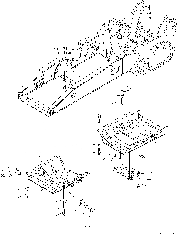 Схема запчастей Komatsu D275A-5R - НИЖН. ЗАЩИТА(№-) ЧАСТИ КОРПУСА