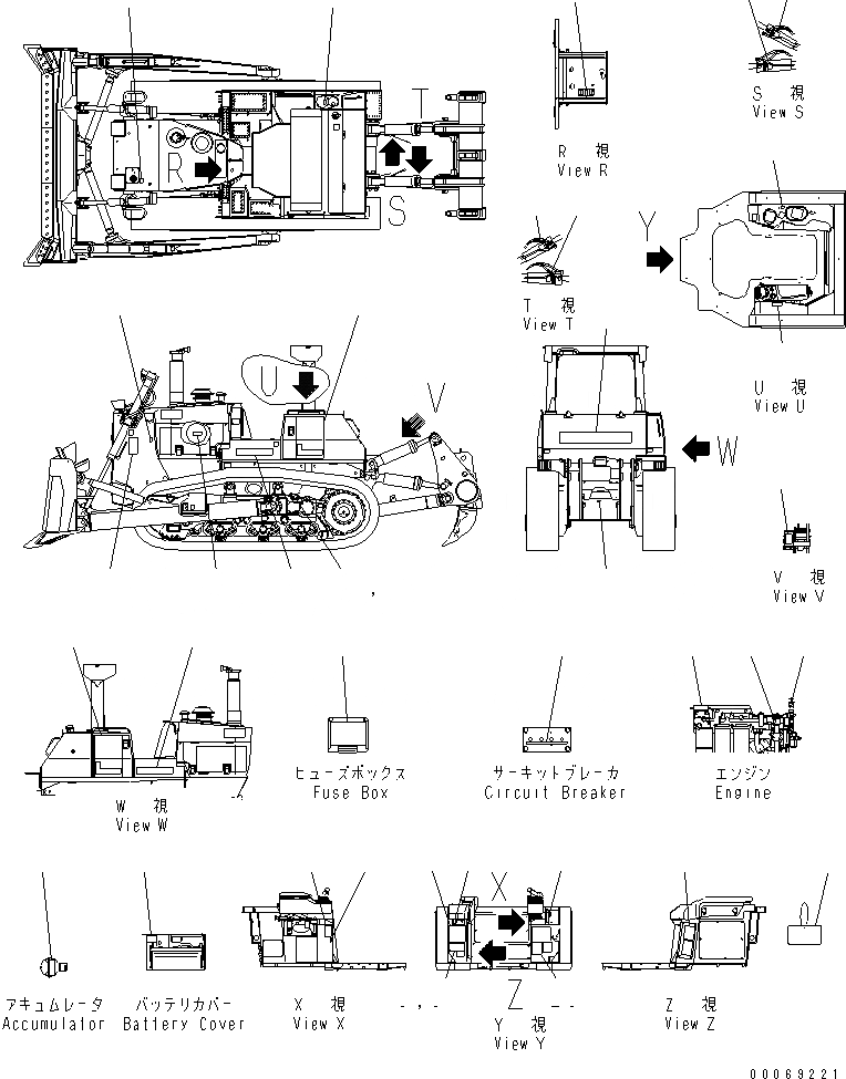 Схема запчастей Komatsu D275A-5R - МАРКИРОВКА (АНГЛ.) (PICTRIAL) (БЕЗ КАБИНЫ)(№-) МАРКИРОВКА