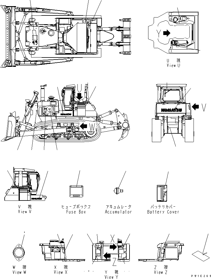 Схема запчастей Komatsu D275A-5 - МАРКИРОВКА (ПОРТУГАЛ.) (БЕЗ КАБИНЫ) МАРКИРОВКА