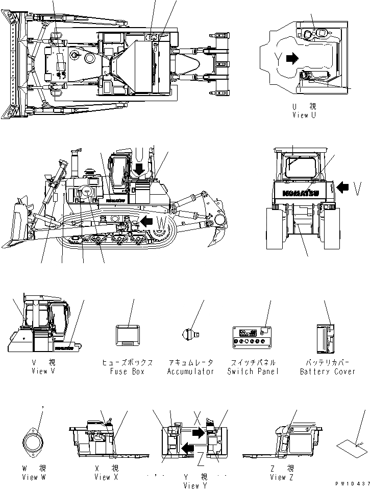 Схема запчастей Komatsu D275A-5 - МАРКИРОВКА (АНГЛ. И TURQUOISE) (С КАБИНОЙ) МАРКИРОВКА