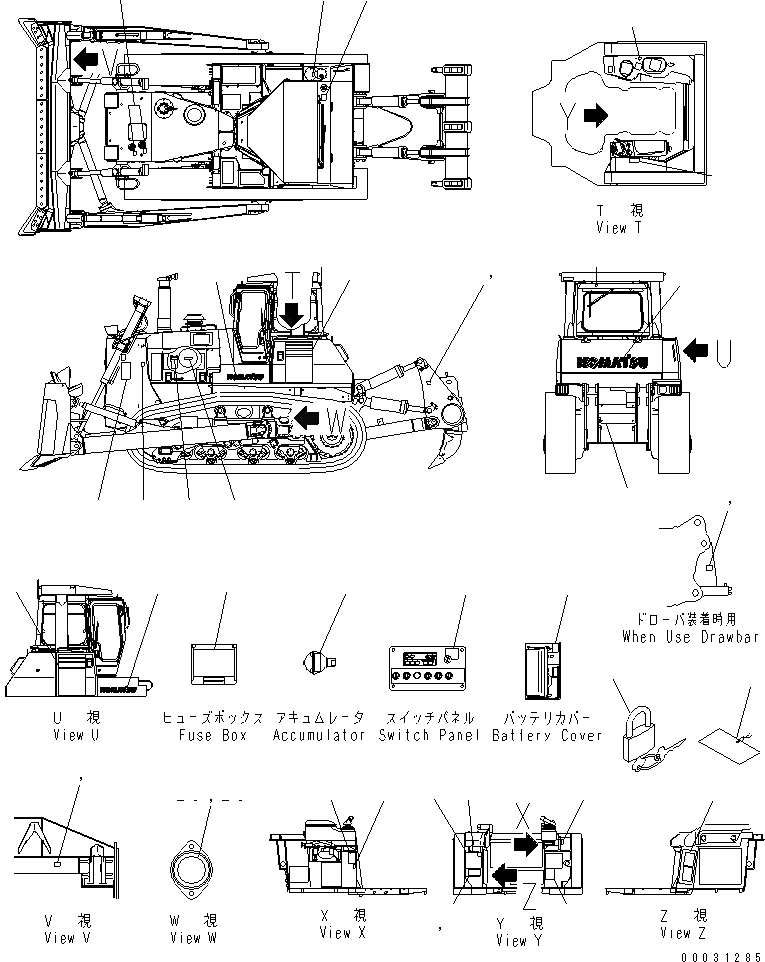 Схема запчастей Komatsu D275A-5 - МАРКИРОВКА (АНГЛ. И TURQUOISE) (С ДОПОЛН. ФИЛЬТР.) (С КАБИНОЙ) (ДЛЯ СТРАН ЕС)(№78-) МАРКИРОВКА