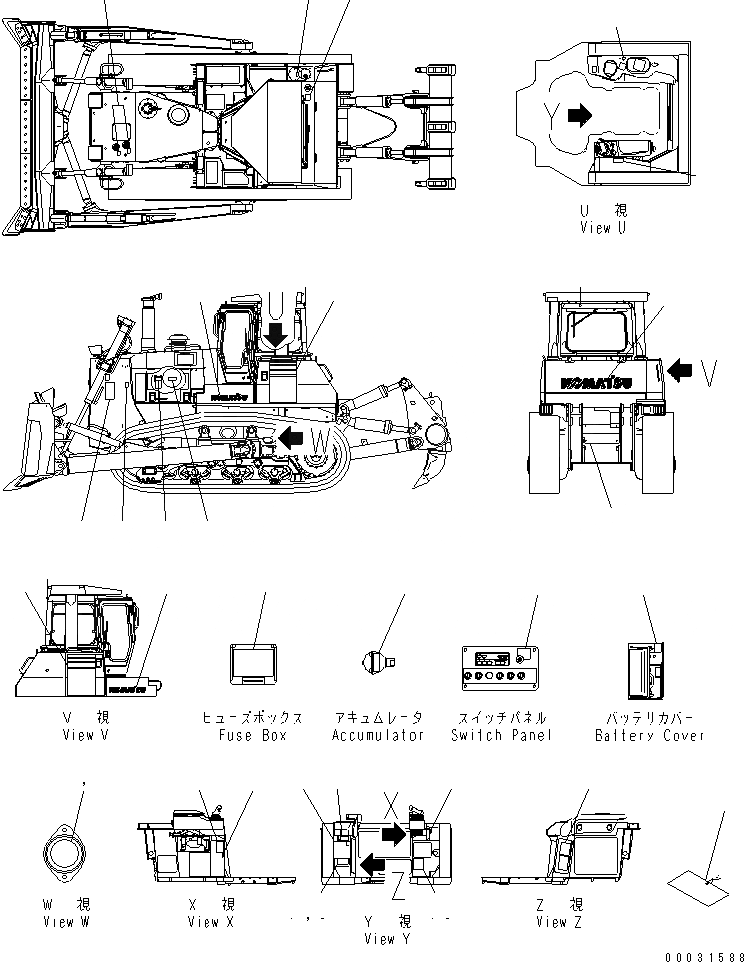 Схема запчастей Komatsu D275AX-5 - МАРКИРОВКА (ПОРТУГАЛ.) (С ДОПОЛН. ФИЛЬТР.) (С КАБИНОЙ)(№-) МАРКИРОВКА