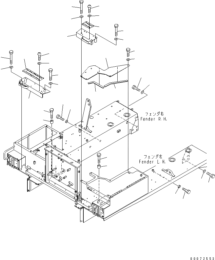 Схема запчастей Komatsu D275AX-5E0 - КРЫЛО  (ПЕРЕДН. COVER) (/) (ДЛЯ LANDFILL)(№-) ЧАСТИ КОРПУСА